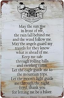 Vintage Metal Bikers Prayer Signs, Motorcycle Gifts, Motorcycle Accessories, Bikers Decor