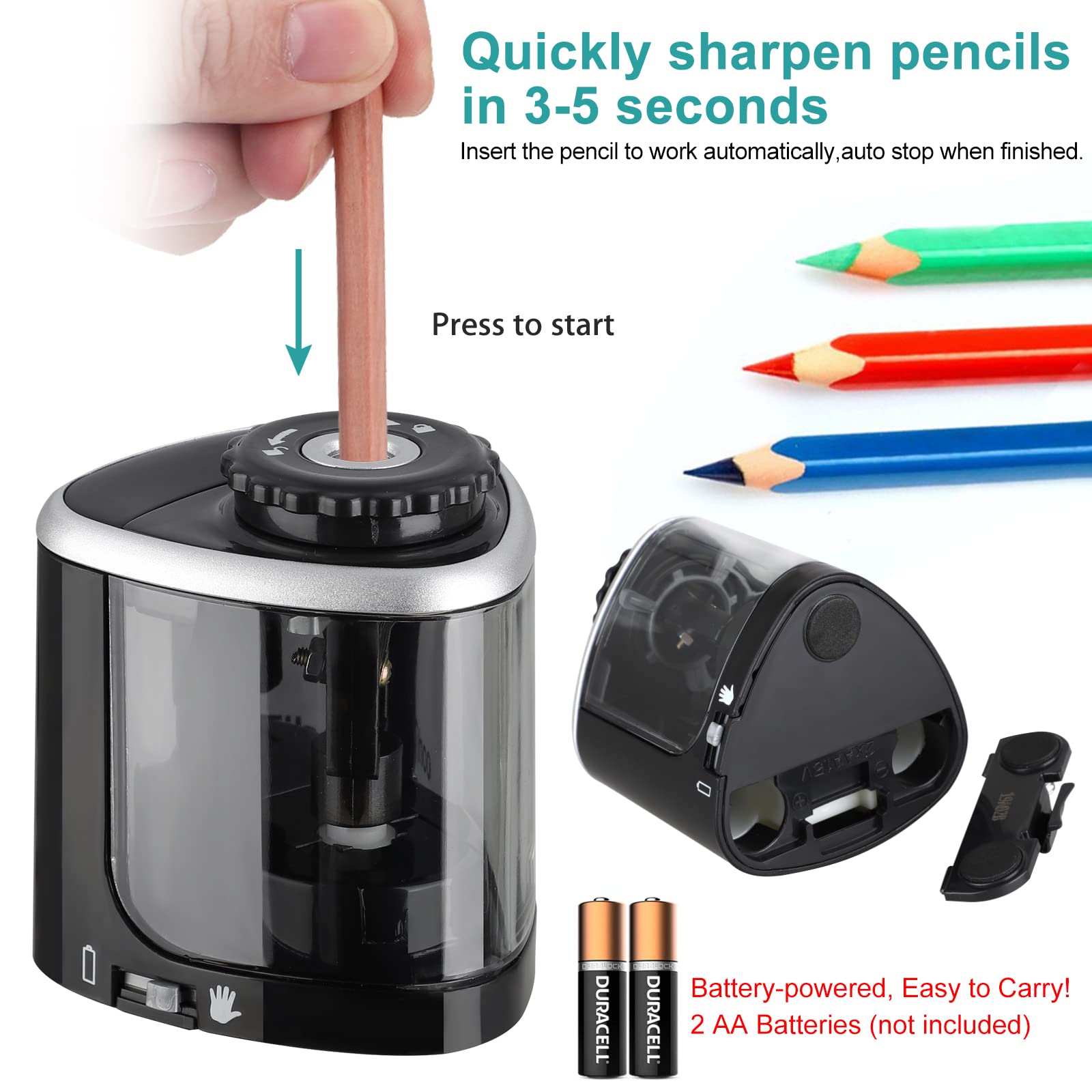 Linkstyle Electric Pencil Sharpener, Kids Friendly Electric & Battery Operated Pencil Sharpener