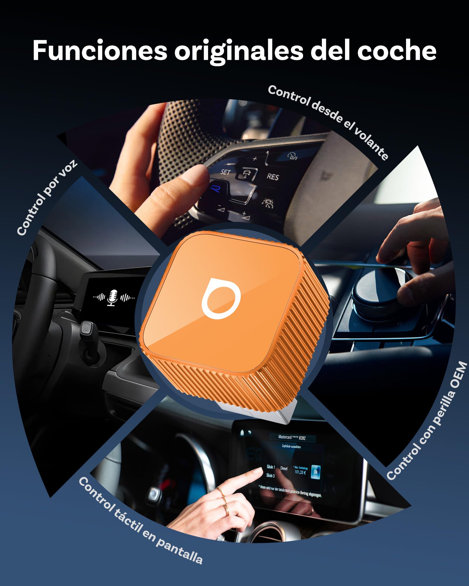 OTTOCAST Mini 3.0 Slim 2026 Upgrade Adaptador Wireless CarPlay, 2-en-1 para iPhone & Android Auto, Convierte CarPlay y Android Auto por Cable a inalámbrico, Naranja