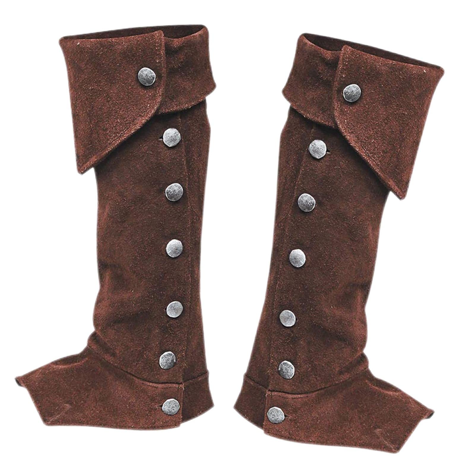 Perfeclan 1 Paar Mittelalterliche Gamaschen, Pirate Stiefelstulpen, Steampunk, Ritter, Krieger, Verbands, Kunstleder-überzüge für Cosplay, Halloween, Mottoparty, Karneval, Faschingskostüme, Brown
