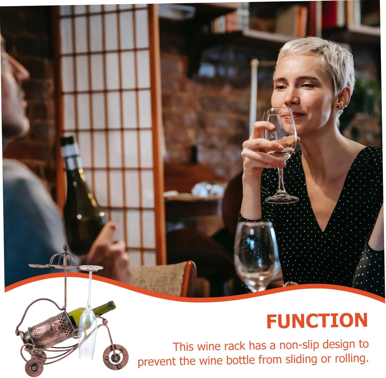 Creative Wine Rack Desktop Storage Holder for Red Wine Bottles and Glasses Light Brown Countertop Carriage Design for Home Bar Kitchen Hotel and Party Decoration Space-Saving