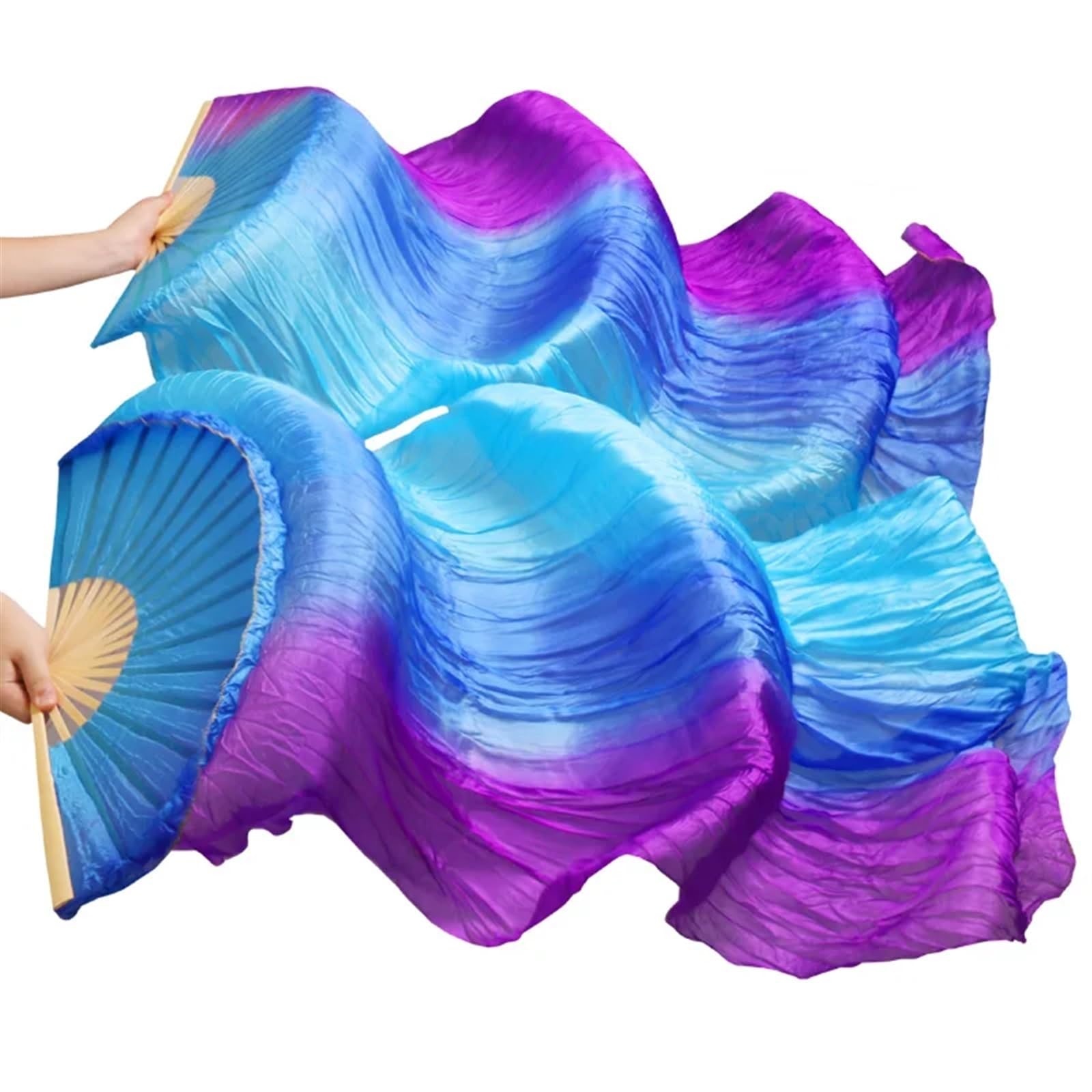 Chiński sztuczny taniec brzucha Jedwabny welon do tańca brzucha Bambusowy ręcznie wykonany Gradient Wielokolorowy Wiele rozmiarów 2 szt(15,XL-230x90cmReal Silk)