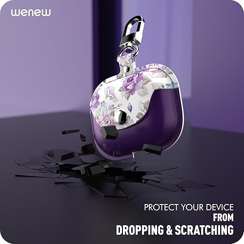 Miniatura 5 de wenew Funda de cuero para Airpods Pro 2019 para mujer con cierre a presión seguro, llavero frontal LED visible, soporte de carga inalámbrica