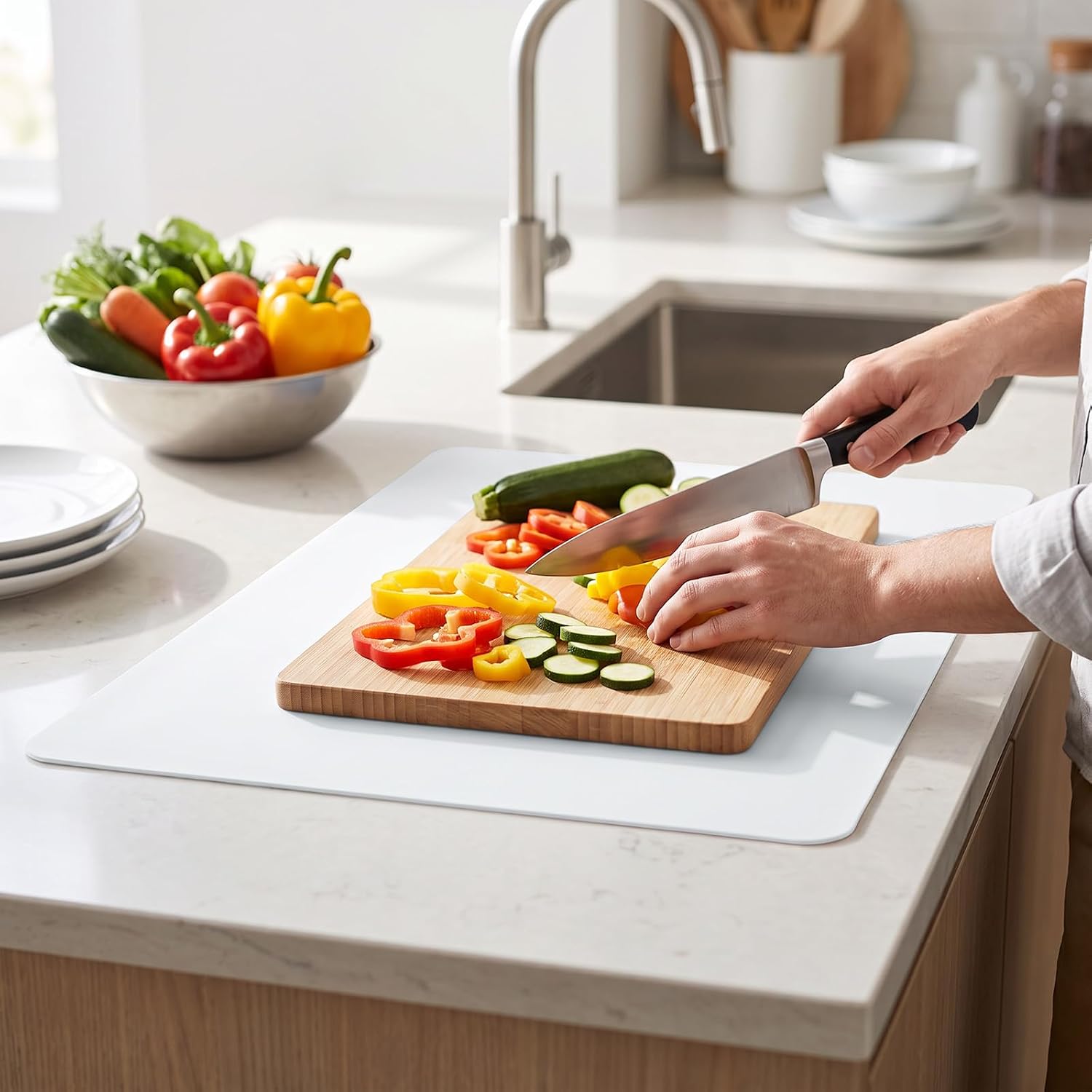 2 Pcs White Silicone Mats, White Silicone Mats for Kitchen Counter