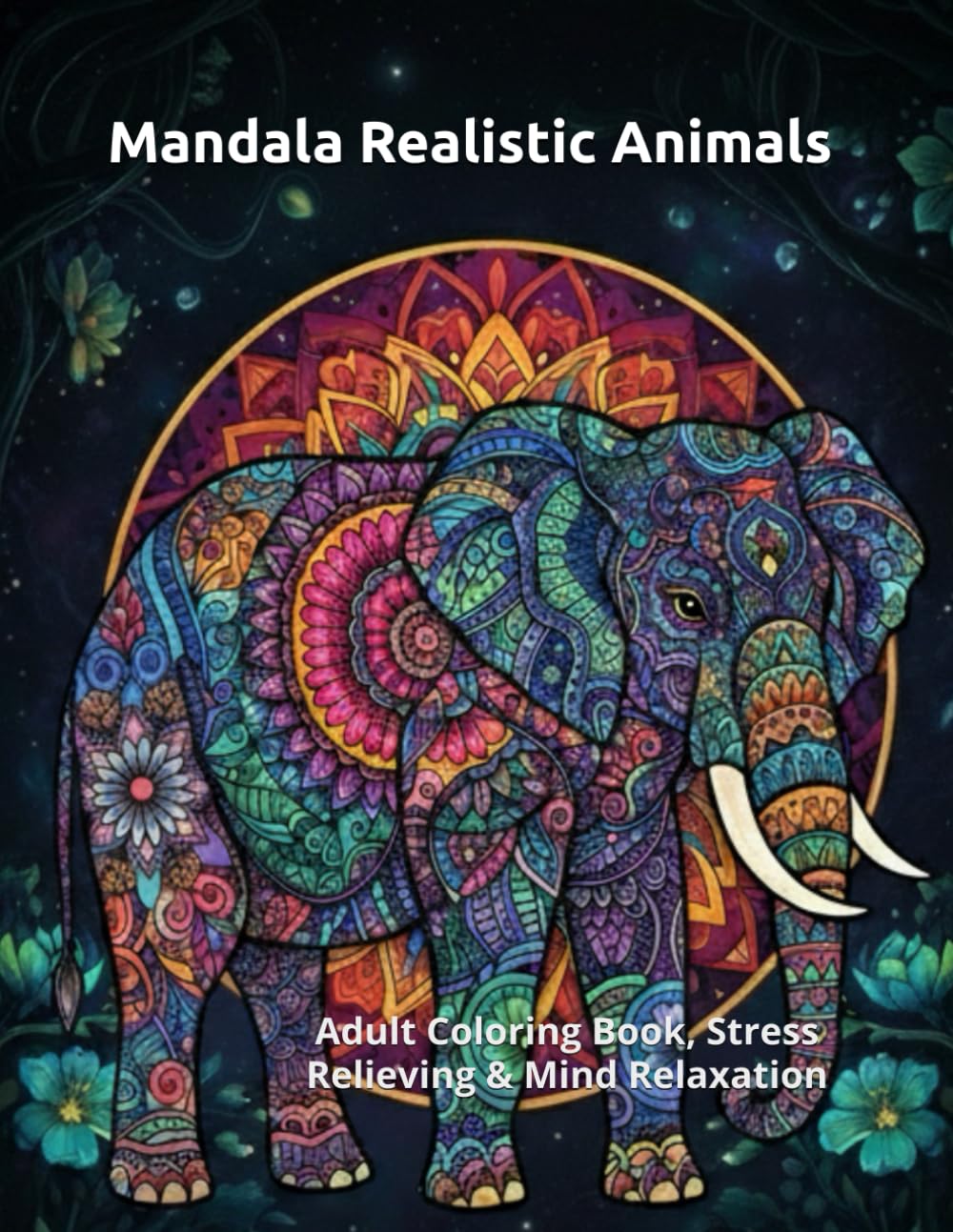 Mandala Realistic Animals: Adult Coloring Book, Stress Relieving & Mind Relaxation