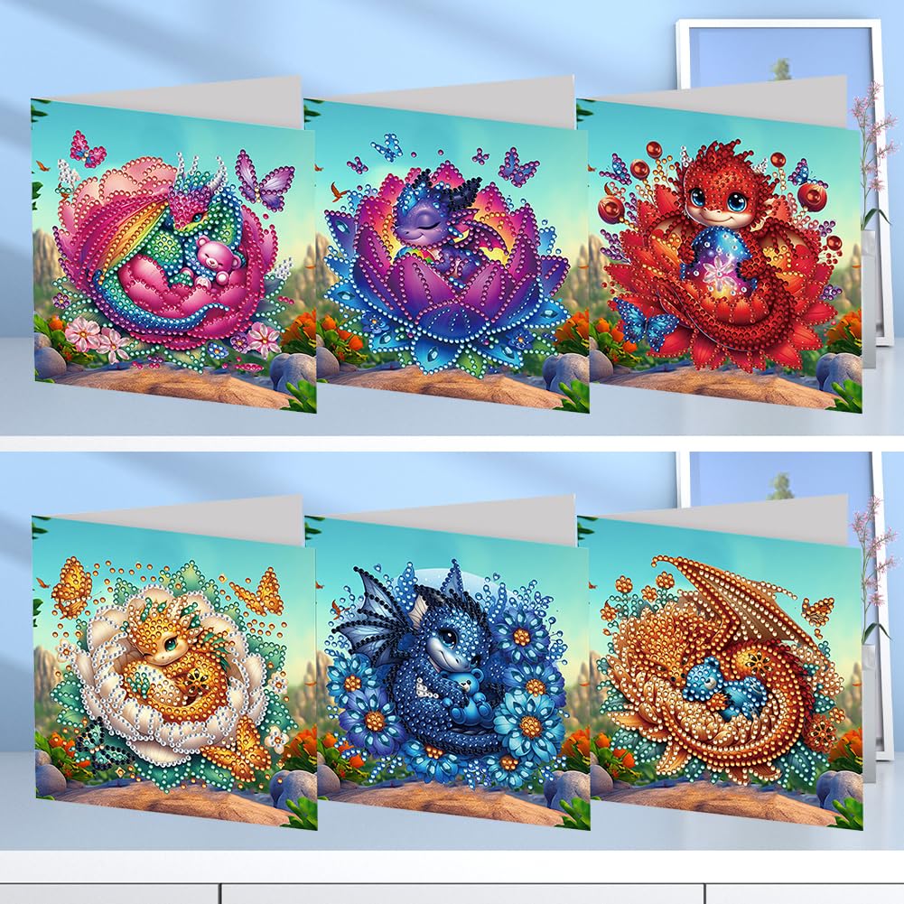 SPEPROECO 6PCS Diamond Art Christmas Cards, Diamond Art Painting Cards DIY Christmas Gifts, Handmade Christmas Greeting Cards Diamond Art Kit for Christmas Party Favors
