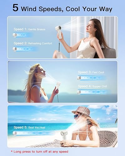 Miniatura 3 de coldSky Ventilador turbo portátil de mano, ventilador personal de alta velocidad de 5 velocidades con pantalla digital, ventiladores pequeños