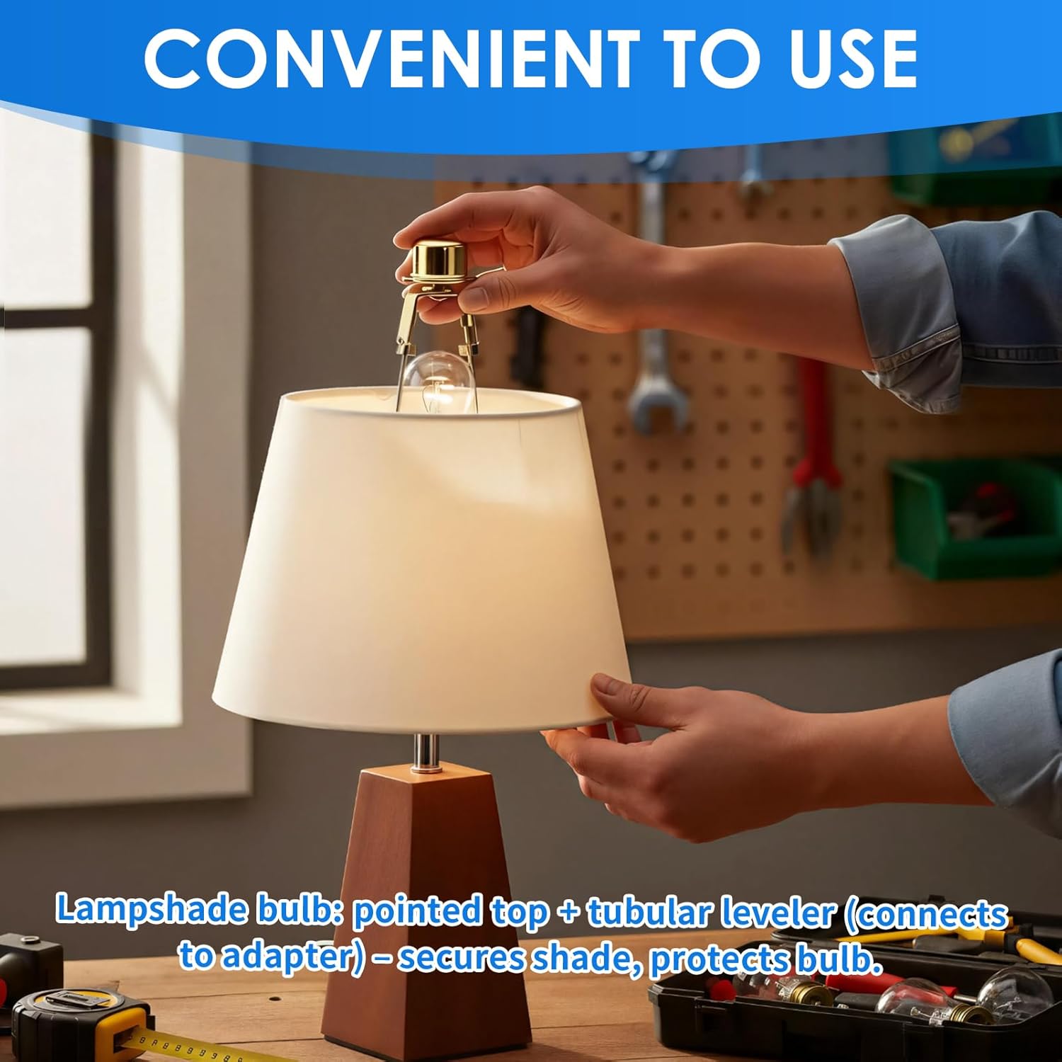 2-Pack Lamp Shade Light Bulb Clip Adapter, Clip on Lampshade Adapter & Clip on Lampshade Light Bulb,High Compatibility and Heat Resistance - Home/Office Lamp Shade Mounting（gold）