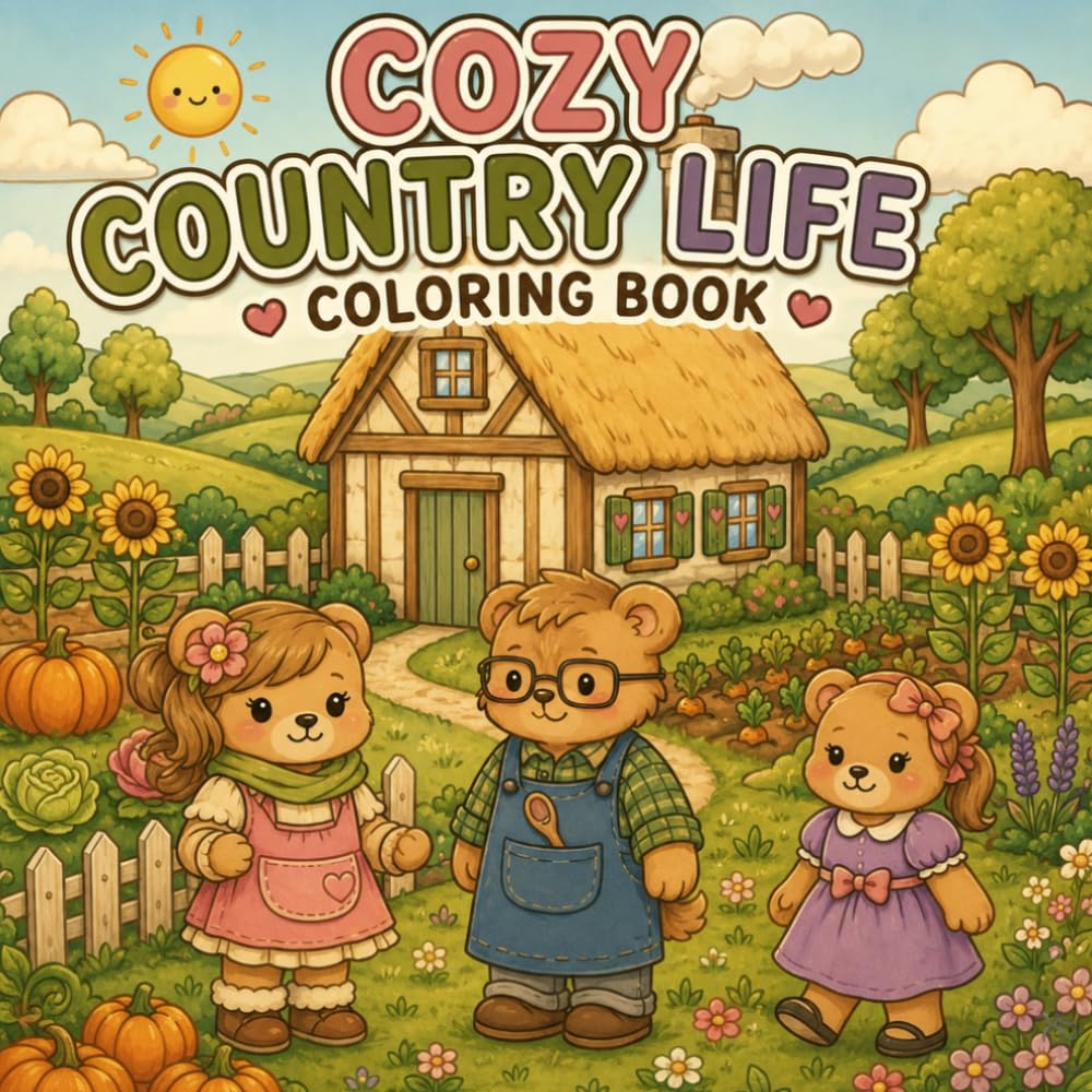 Cozy Country Life Coloring Book: A Relaxing Journey Through Farm Life, Gardens, and Rustic Charm