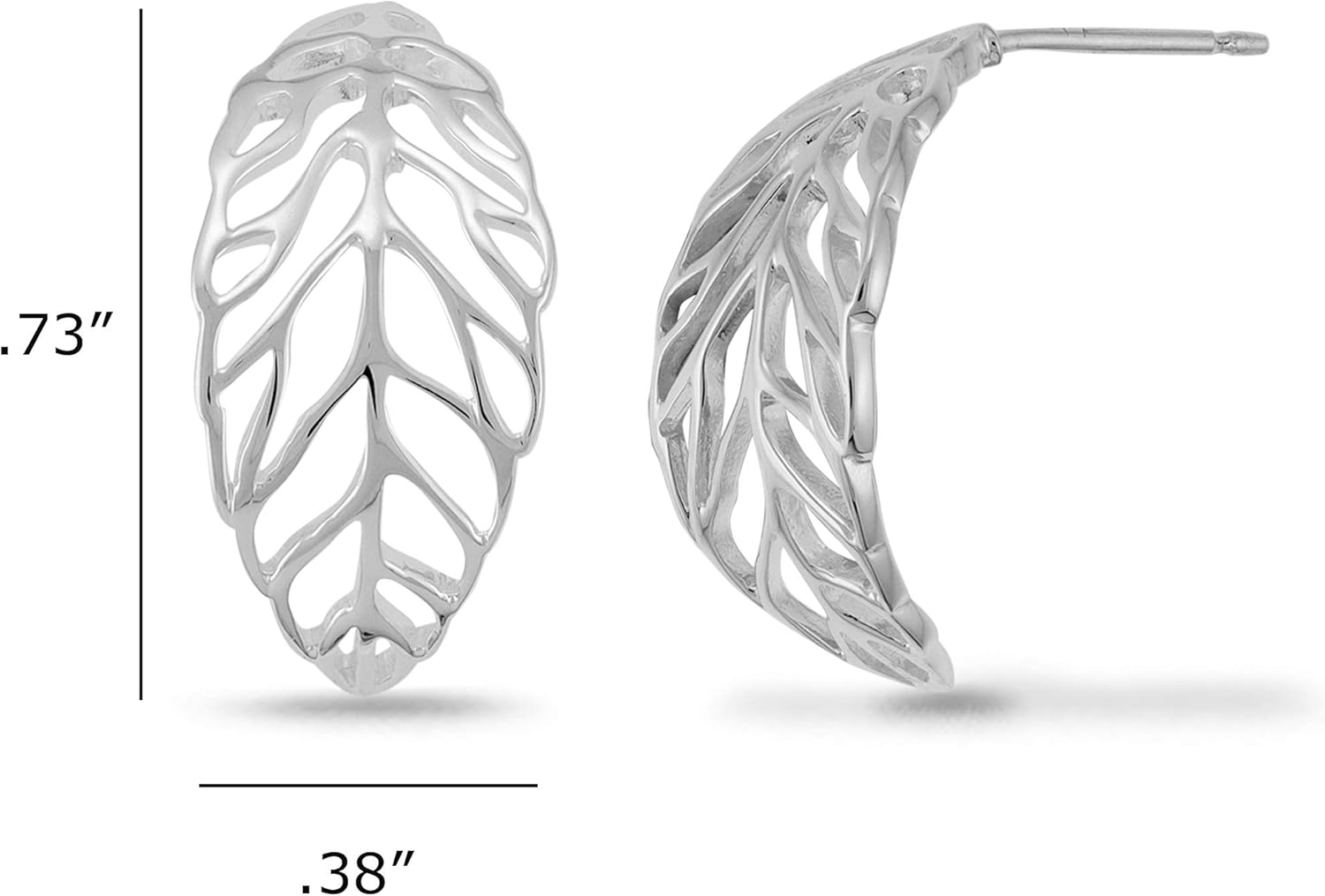 Boma Jewelry Sterling Silver Open Cut Out Tree Leaf Nature Post Hoop Earrings