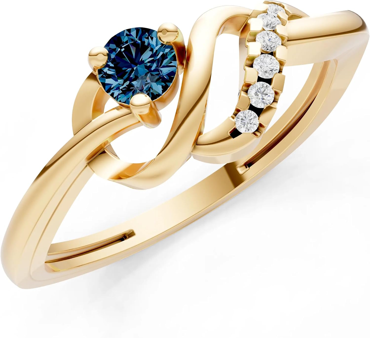 PEORA Round Cut Alexandrite Stackable Band Available in Solid 10K, 14K or 18K Ring – White, Yellow or Rose Gold