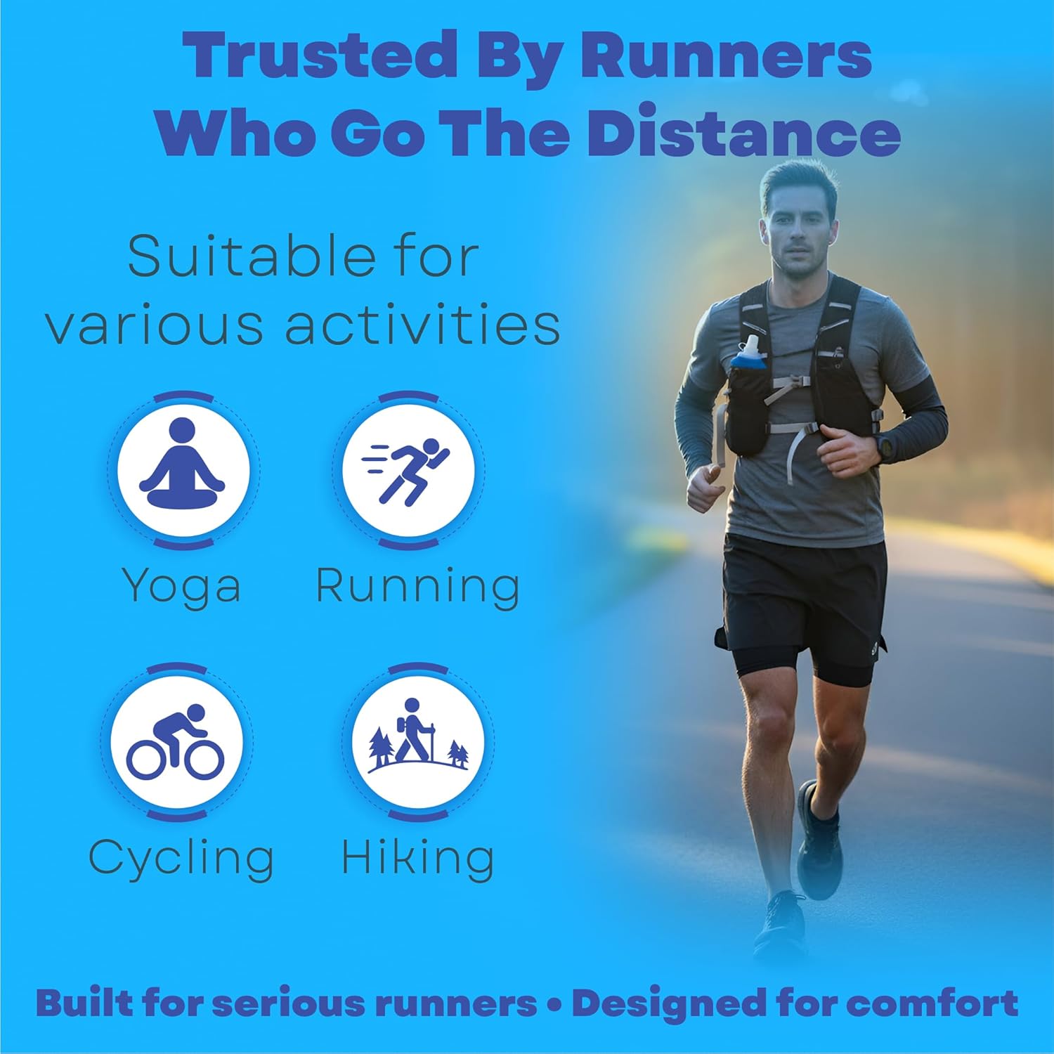 Hydration Vest - Running Vest for Women & Men, 2 Flask 500ml, Phone Pocket, Lightweight Running Hydration Vest Water Backpack, Runners Vest Running Backpack for Hiking & Long Distance Running Stuff