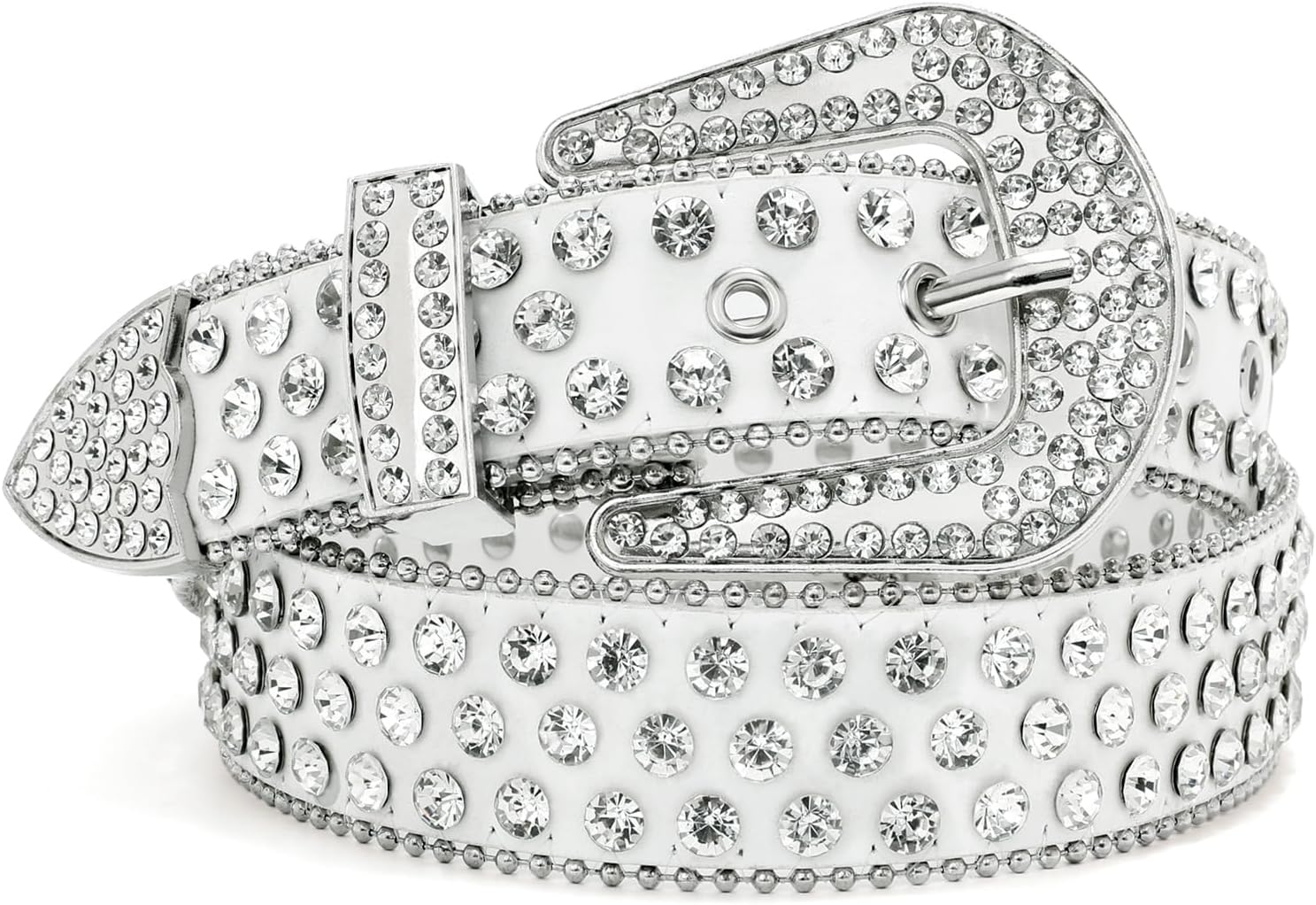 SUOSDEY Rhinestone Belt for Men Women Western Cowboy Cowgirl Bling Studded Leather Belt for Jeans Pants