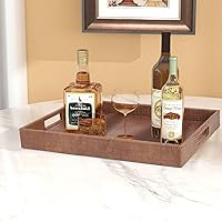 Vista 3 de HofferRuffer Bandeja rectangular de servir con asas con agujeros para mesa de café, desayuno, té, comida, bandeja de servicio para mostrador