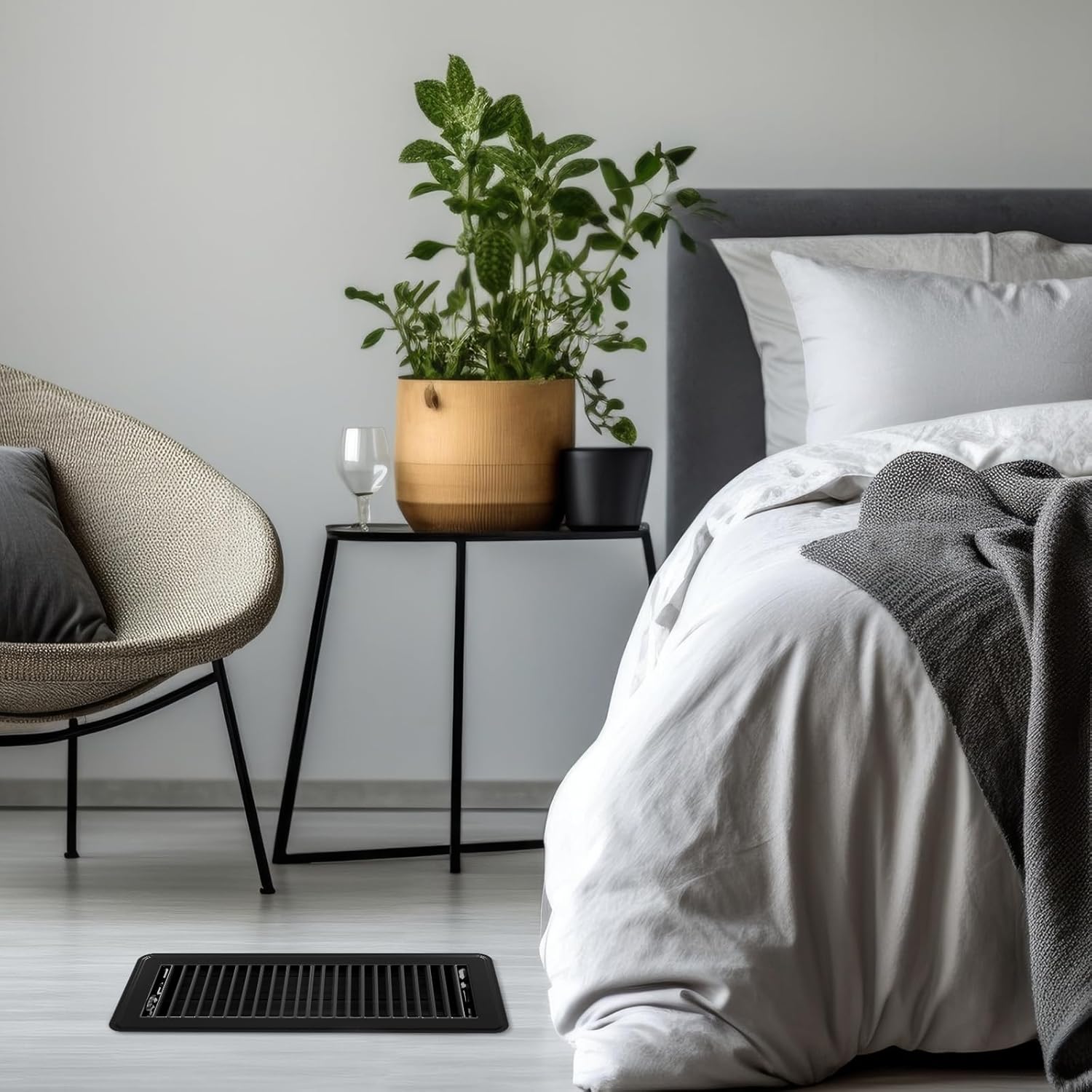 Retisee 6 Pcs 4" x 12" Floor Register Vent Covers Heavy Duty Steel Walkable Floor Vents with Adjustable Airflow Curved Safe Edges and Rust Proof Finish for Homefloor Sidewall (Black)