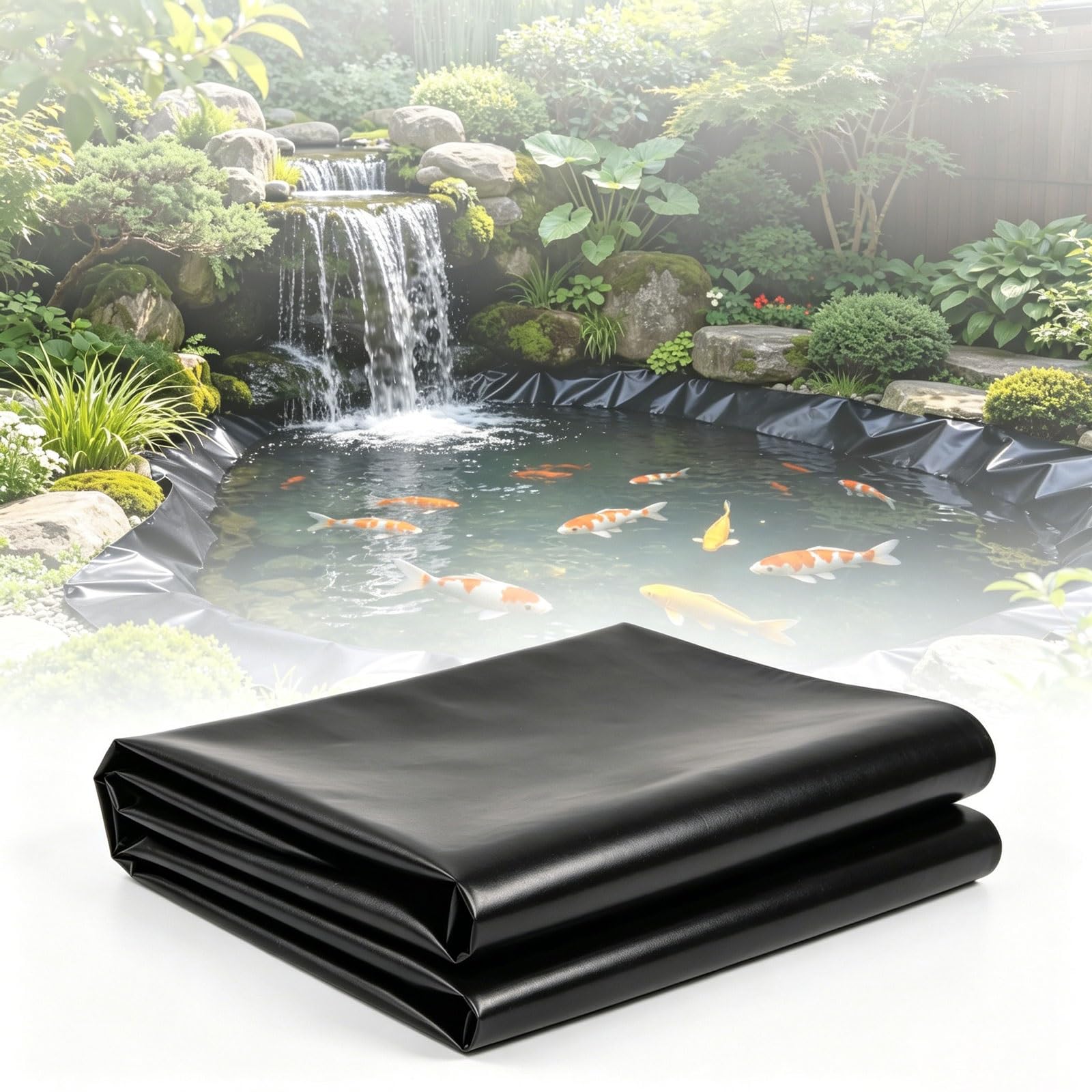 Grands revêtement d'étang et film de bassin de jardin extérieur noir