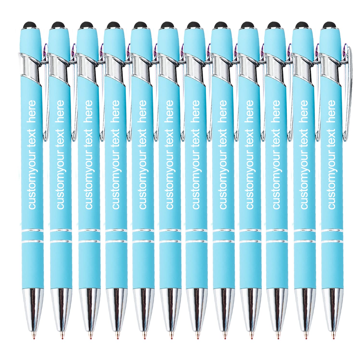 LINMQIU Personalized Ballpoint Pen with Capacitive Stylus, Retractable Ballpoint Pen, Engraving Your Name and Text, 0.5mm Customized Name Ballpoint Pen Suitable for Employee Appreciation Gifts - 48PC
