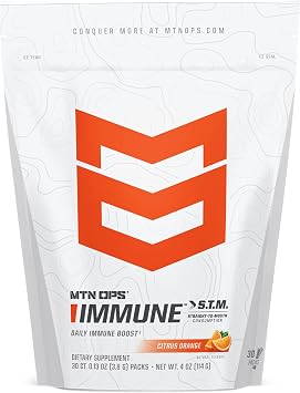 MTN OPS Immune STM Powder Drink Mix, Vitamin C, Vitamin D, Zinc & Antioxidants for Daily Immune Support, Hydration & Wellness, 30 Servings, Citrus