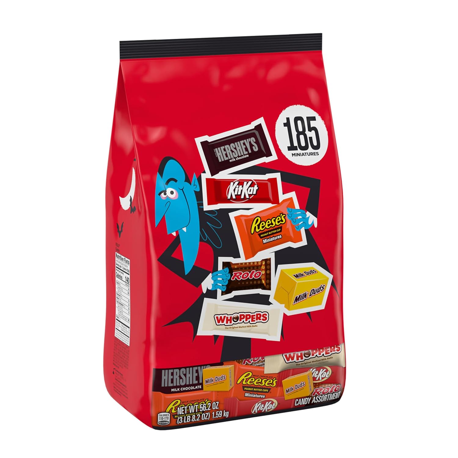 Hershey Miniatures Assorted Flavored, Halloween Candy Bag, 56.2 oz (185 Pieces)