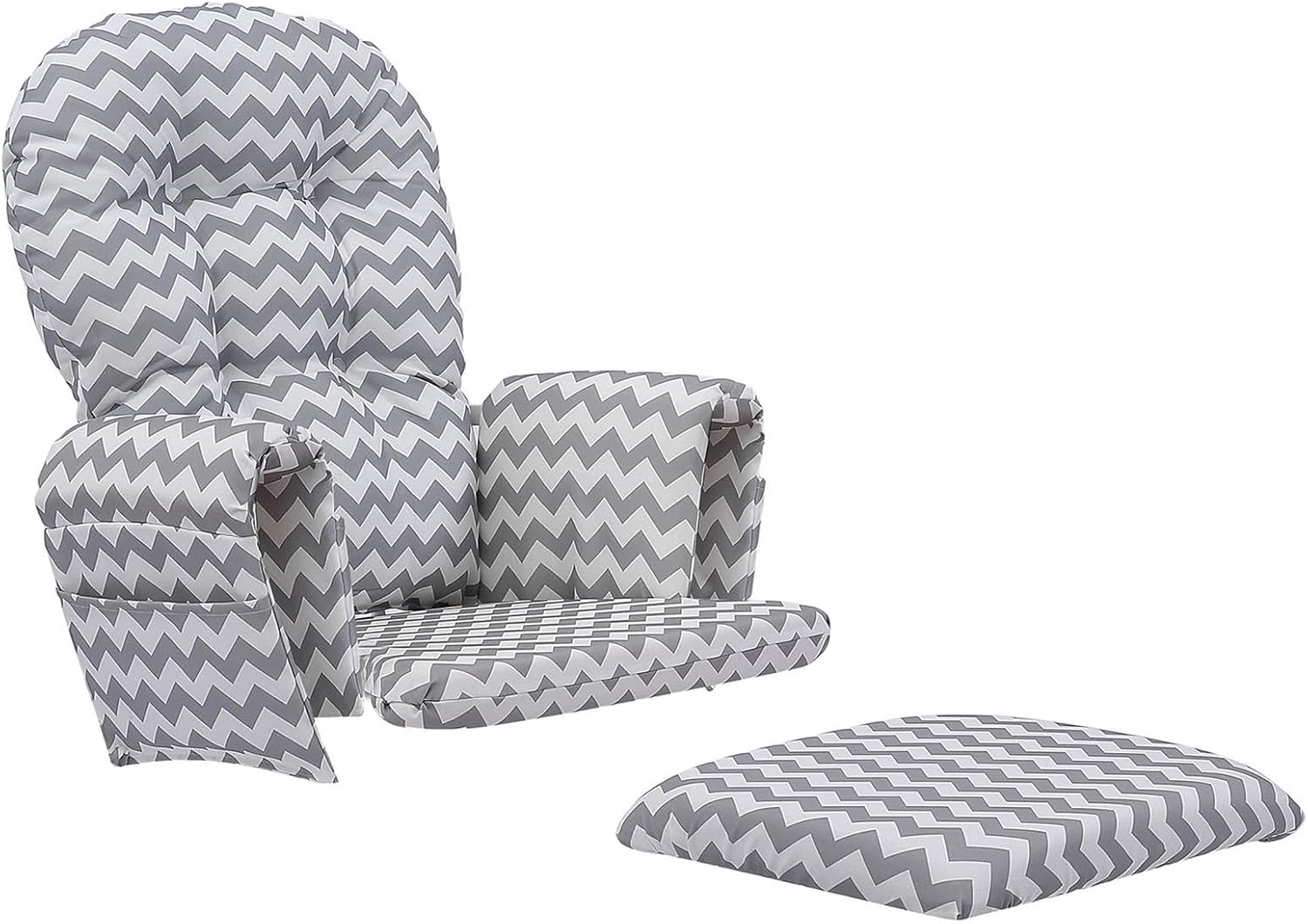 Extra Thick 5Pcs Glider Rocker Replacement Cushions Set - Soft Velvet Cushions with Ottoman Storage Pockets for Indoor Nursery Rocking Chairs