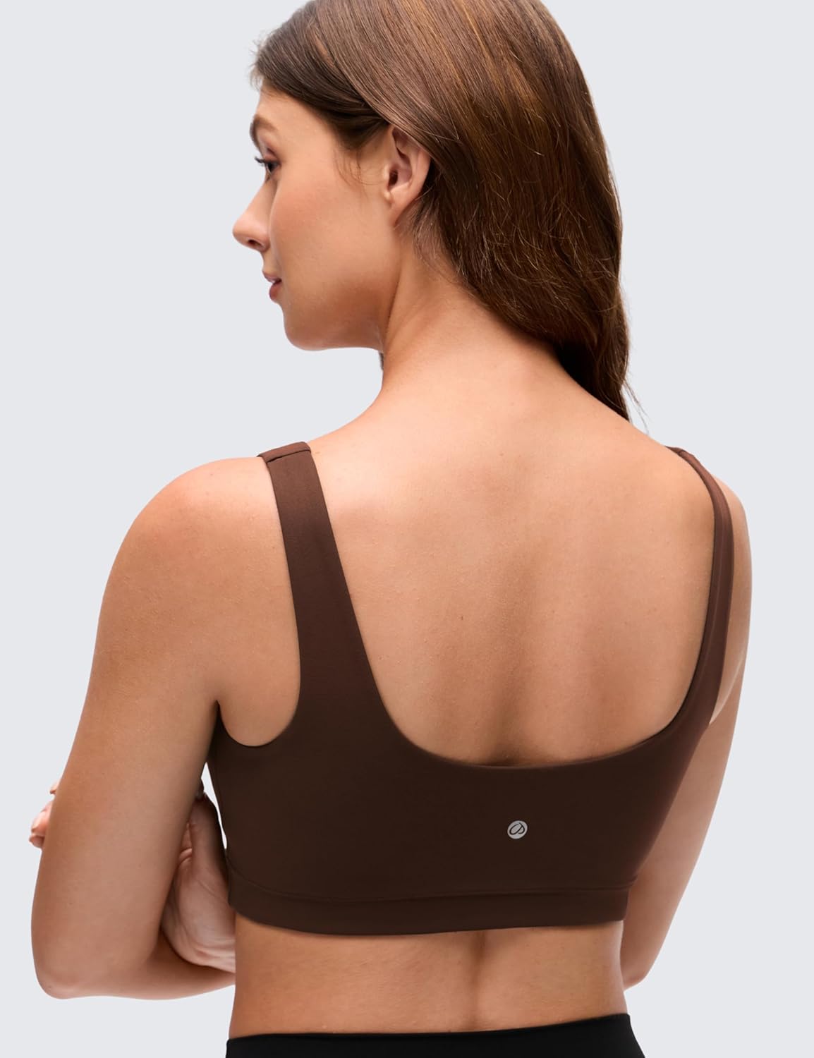 CRZ YOGA Butterluxe Scoop Neck Sports Bras for Women - U Back Padded Wide Strap Wireless Yoga Top