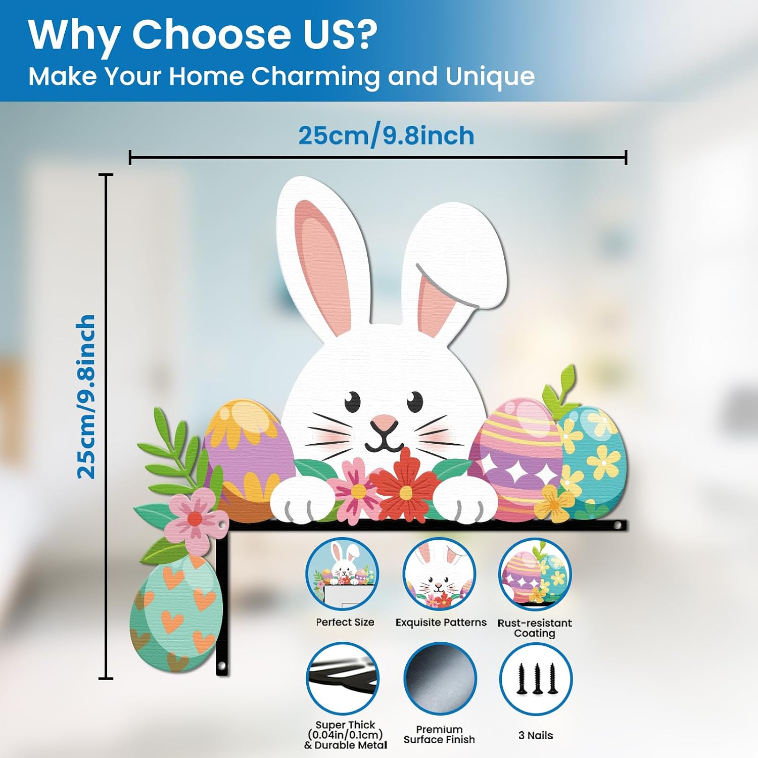 CUTHOLLOW Bunny and Egg Metal Door Frame Decoration image 2
