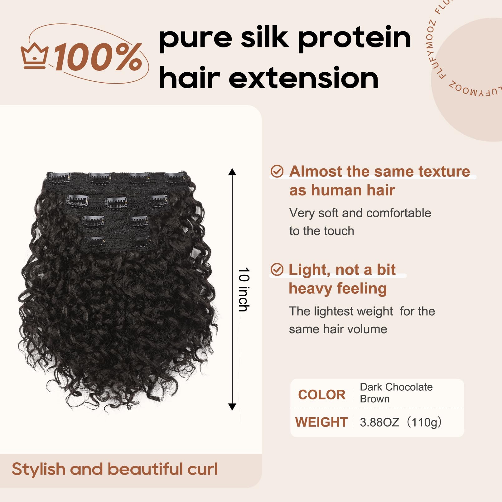FLUFYMOOZ 4PC Clip in Hair Extensions - Image 3