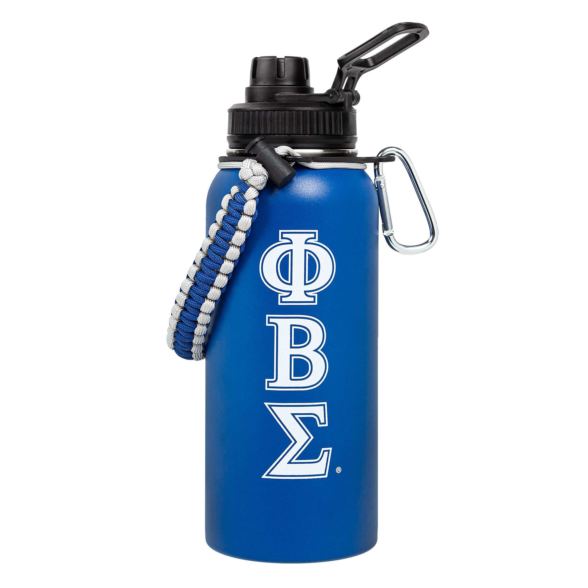 BBGreek Phi Beta Sigma Paraphernalia Official Vendor 32oz Rugged Tumbler with Paracord Carabiner - Greek Letters