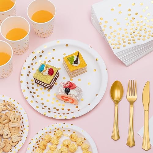 Miniatura 6 de Juego de vajilla desechable de 350 piezas platos de papel servilletas vasos tenedores cuchillos cucharas para cumpleaños baby shower graduación día