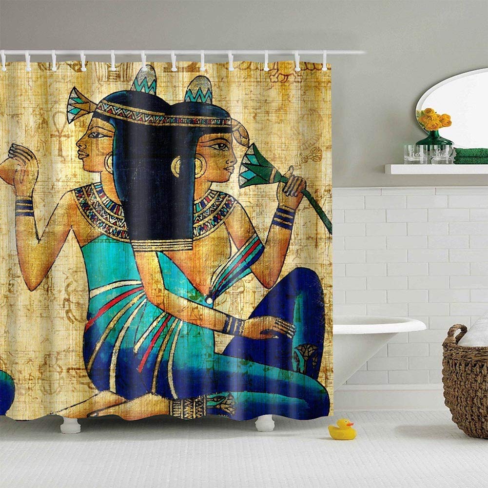 BOYOUTH Boho Style African Women Pattern Digital Print Shower Curtains for Bathroom Decor,Polyester Waterproof Fabric Bath Curtain with 12 Hooks,70x70 Inches,Multicolor
