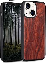 Wood case for iPhone 13 - Real Natural Wood,- Slim Shockproof Hybrid Woo...