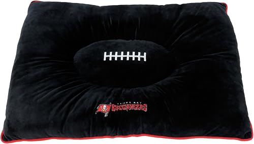 Miniatura 9 de Pets First Cama para mascotas de la NFL – Cama de almohada de felpa suave y acogedora de los Pittsburgh Steelers – Cama de fútbol para perros.