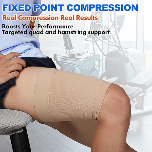 Miniatura 3 de Mangas de compresión para muslos (par), unisex, manga de compresión de isquiotibiales para alivio del dolor y recuperación de cuádruples e ingles,