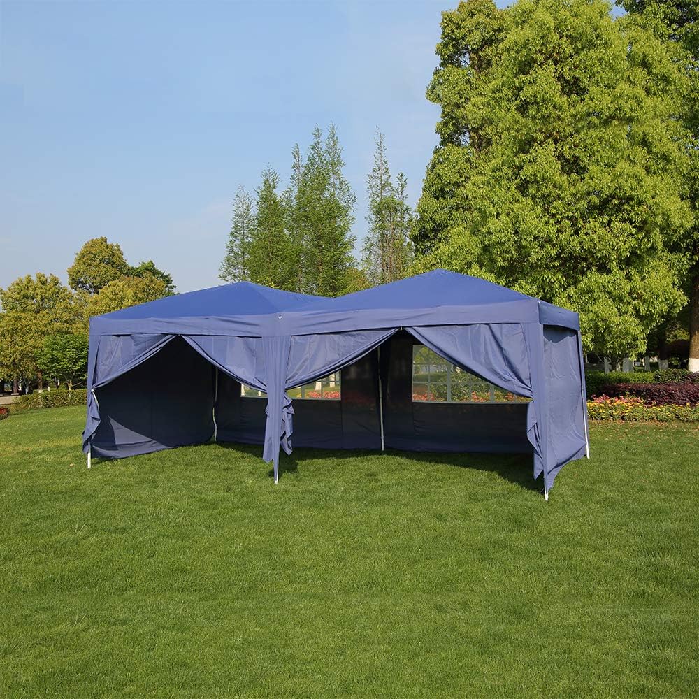 Tuff Concept Panana Garden Party Rapid Tent 6 x 3m Heavy Duty Waterproof Pop Up Gazebo with Sides and Bag #170g PU Coated Fabric#Easy Set-up (Blue)