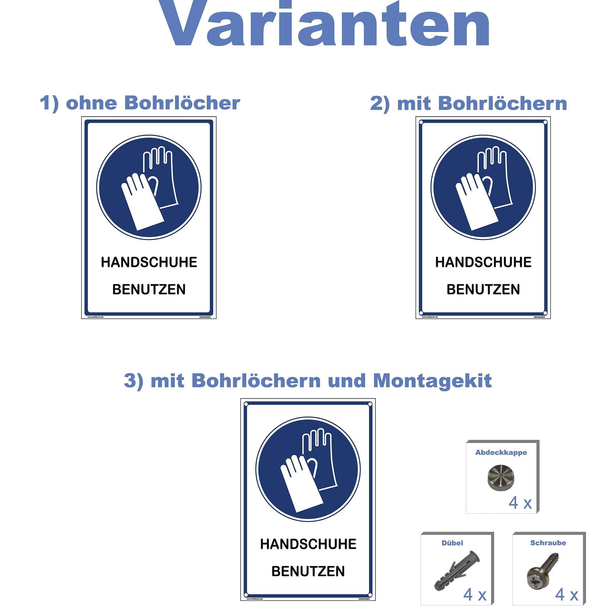 Hinweisschild Labor - Handschuhe benutzen - 40 x 60 cm gelocht & Kit Arbeitshandschuhe Gummihandschuh Schutzschuhe Werkstatt Schild Chemie Labor Handschutz Sicherheitshandschuhe