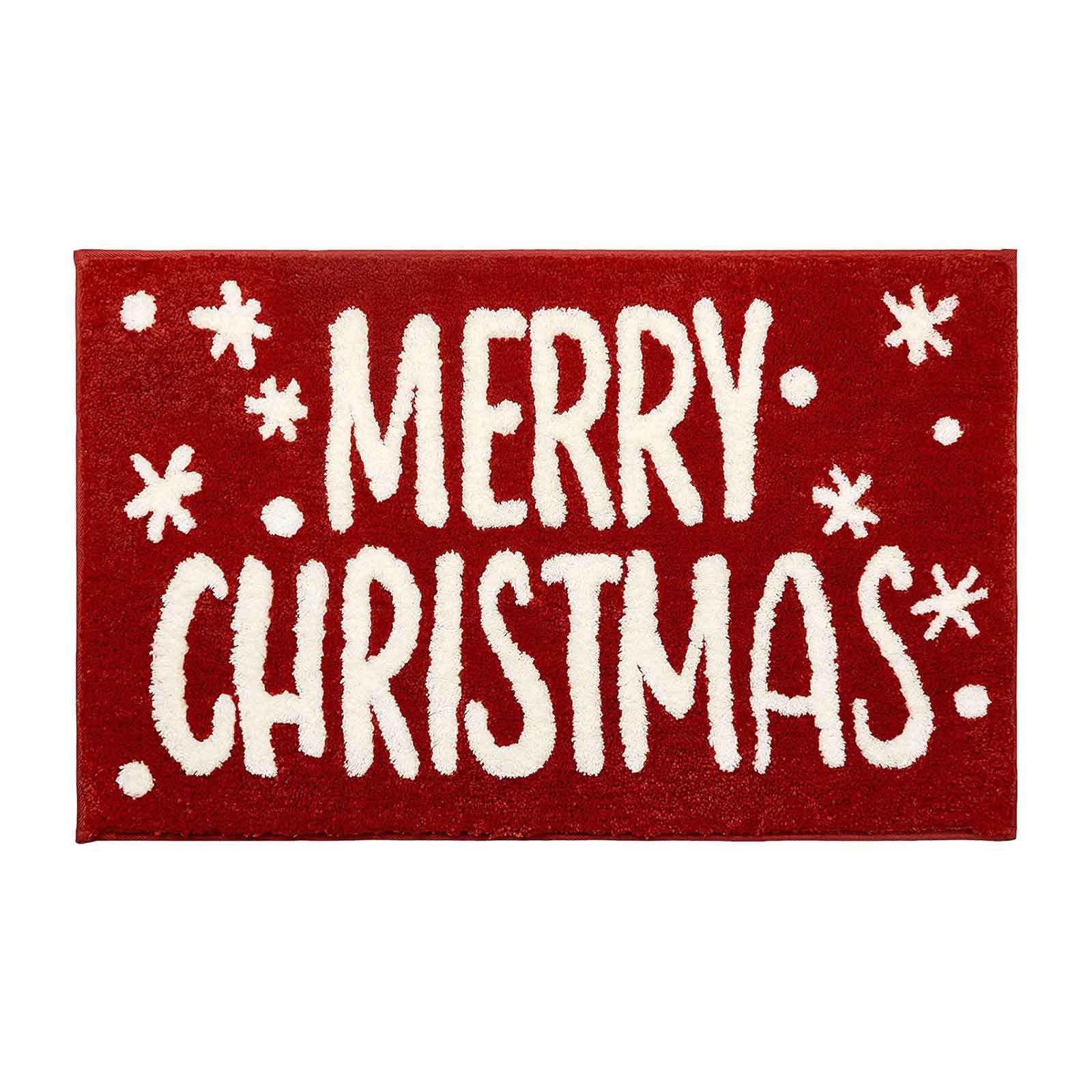 Novelty Festive Merry Christmas Doormat Welcome Door Mat Rugs Printed Merry Christmas Doormat Santa Carpet Door Mat for Indoor Outdoor Garden Rug (40 * 60cm)
