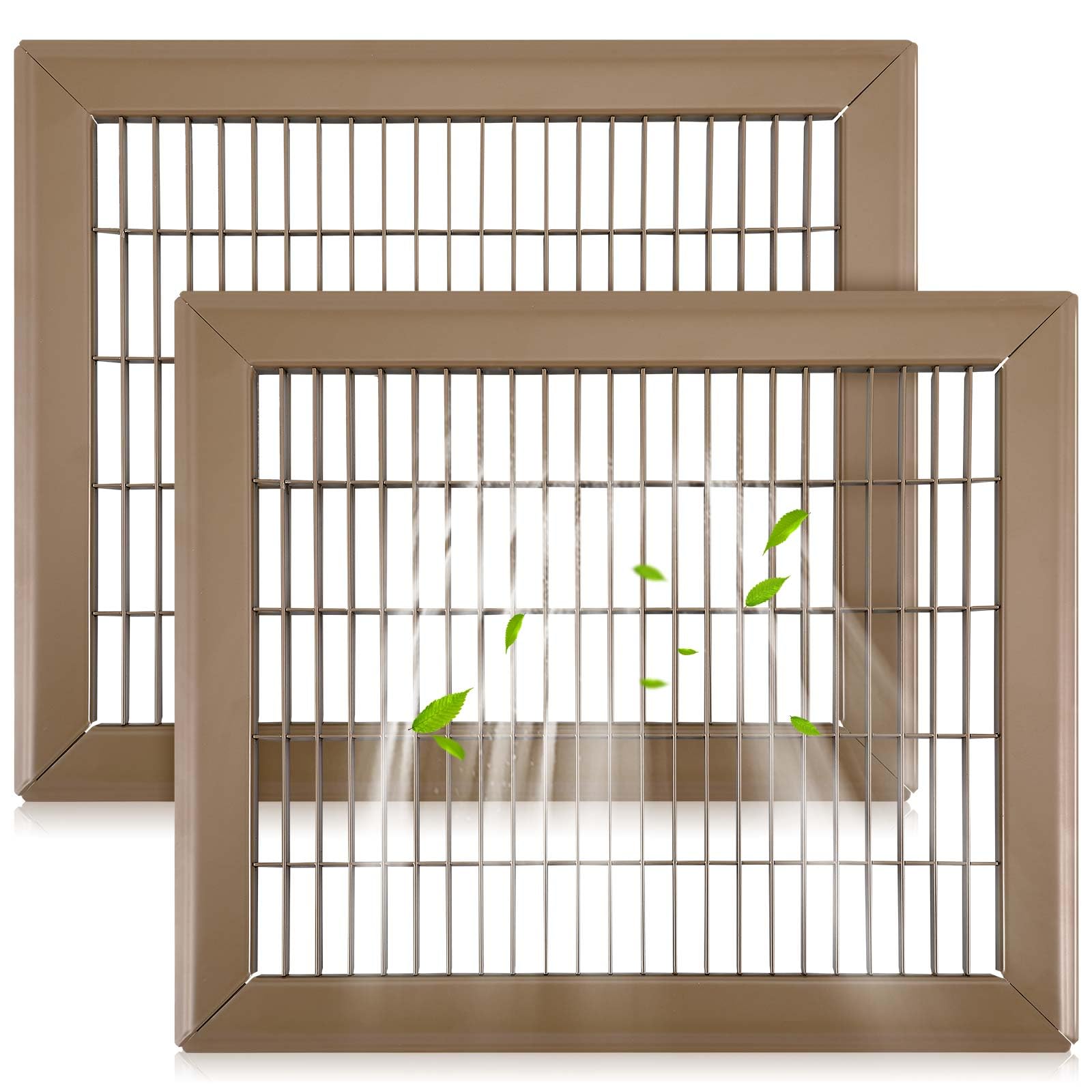 2 Pcs 10" x 12" Floor Vent Cover for Home Floor Register Covers Heavy Duty Floor Return Air Grille Steel Heat Register Vent Covers, Outer Dimensions: 11.75" x 13.75", Brown