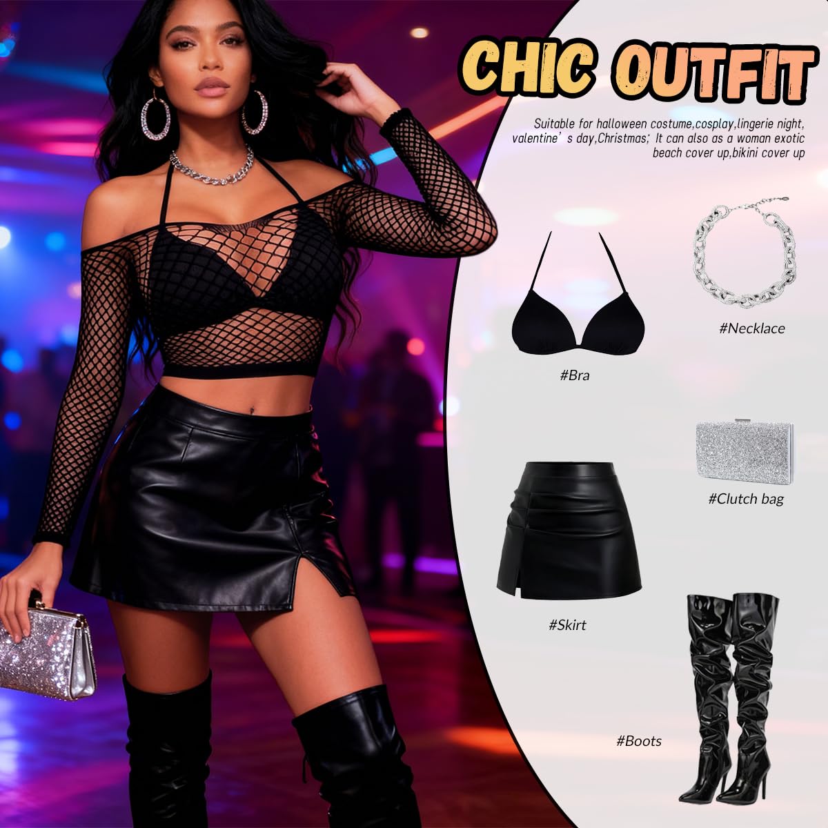 Buitifo Femmes Sexy Cut Out Haut court Lingerie Body en Résille Nuisette Bikini plage Cover
