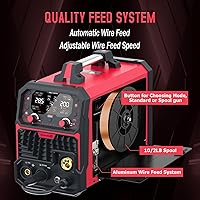 Vista 7 de Soldador MIG de aluminio con pulso 200A 7 en 1 gas MIG/pulso MIG/pulso MIG/núcleo de flujo sin gas/palo/elevación TIG/soldadura por puntos/pistola