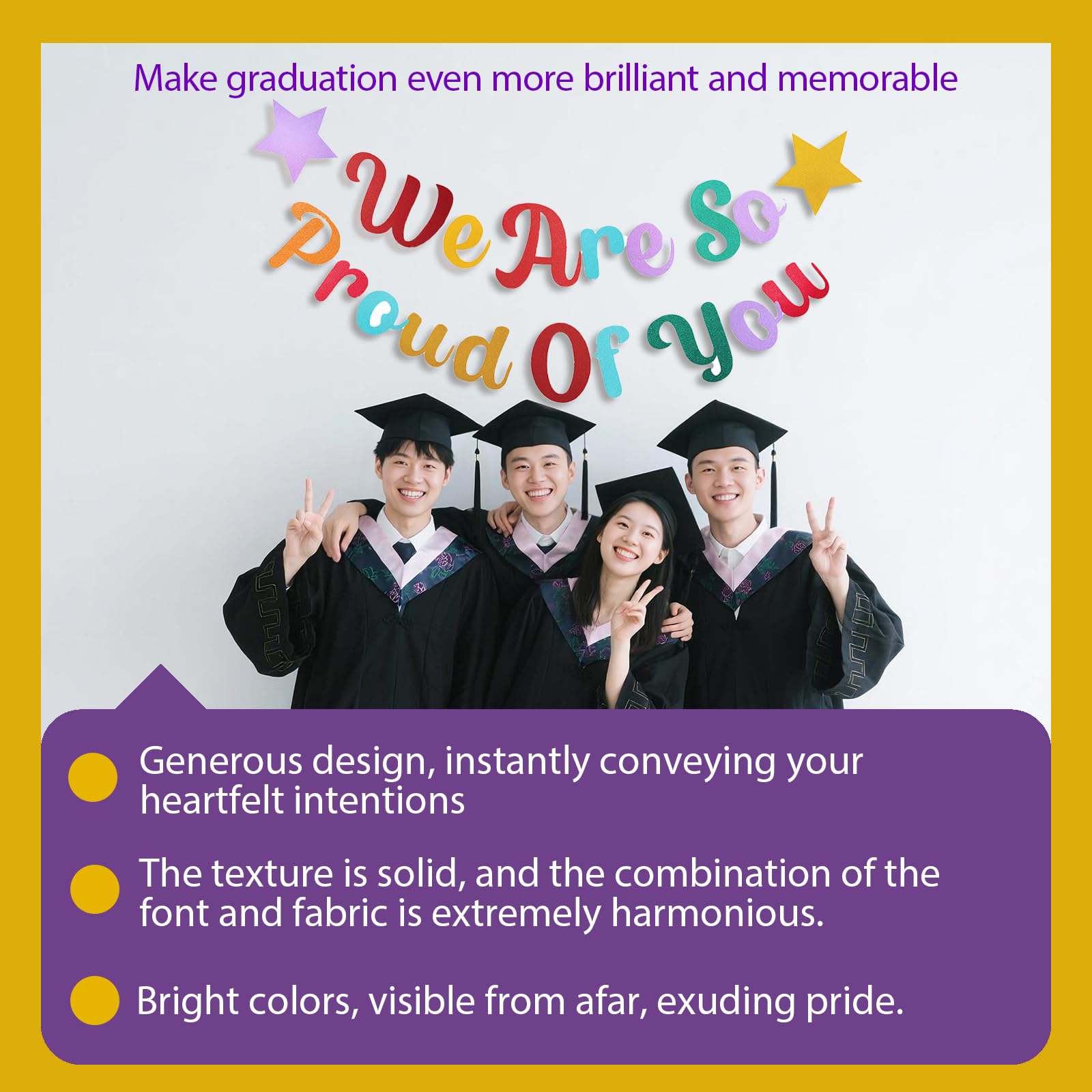 2PCS We Are So Proud Of You Bunting Banner Glittery Graduation for Preschool Graduation Nursery Decorations Proud Of You Banner for Celebration Party Pre School Event Hanging Dec - Image 3