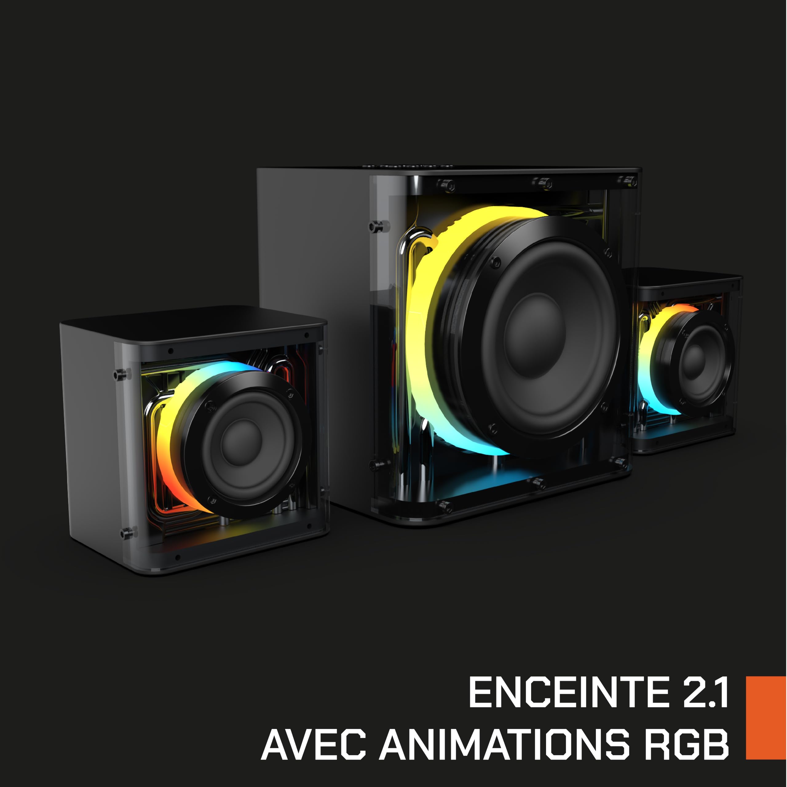 Nova Gaming GS305 SERPENTIS - Głośnik 2.1 Gaming RGB - Subwoofer basowy, Animacja RGB, porty jack 3,5 mm, USB i Micro-SD