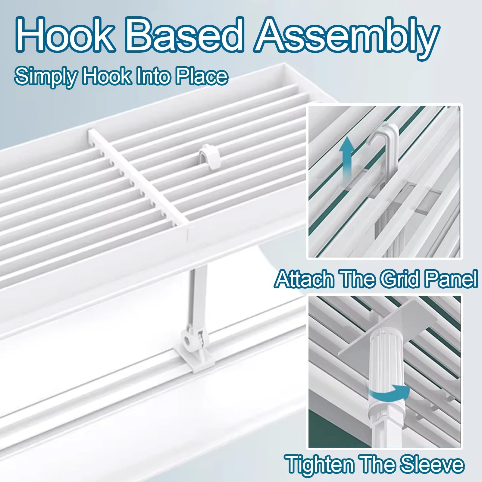 Deflettore Aria Condizionata 20cm Senza Fori, Regolabile Anti Flusso Diretto Condizionatori a Soffitto per Bocchette Alette(103cm/40.6in)