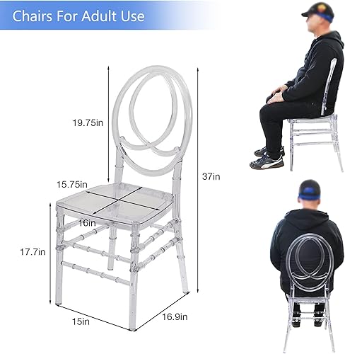 Miniatura 2 de FOH FOHFurniture - Juego de 4 sillas acrílicas mejoradas, sillas fantasma Chiavari de cristal, sillas apilables transparentes elegantes