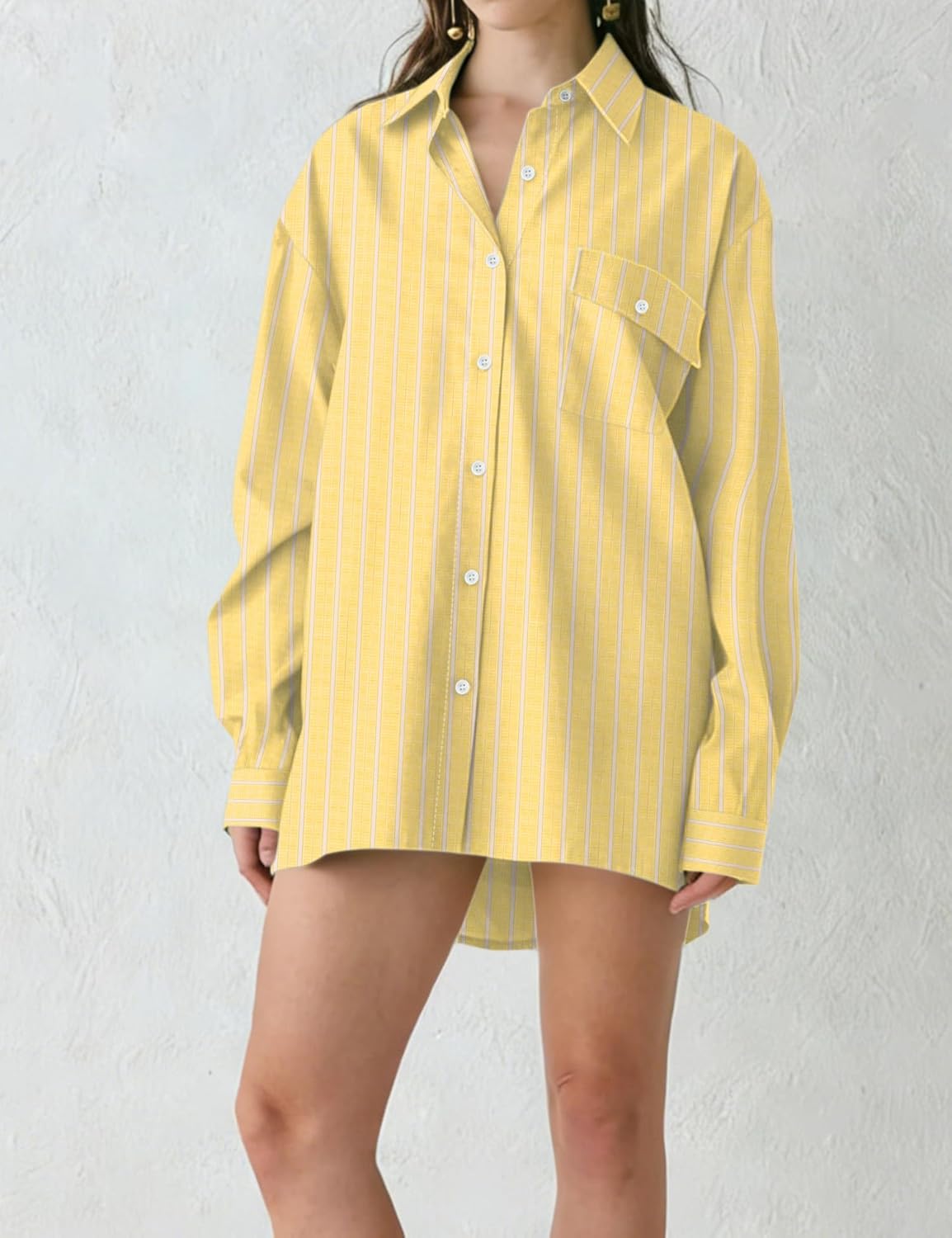 AKEWEI Button Down Shirts for Women Long Sleeve Collared Work Blouse Fashion Oversized Office Shirts with Pocket - Image 4