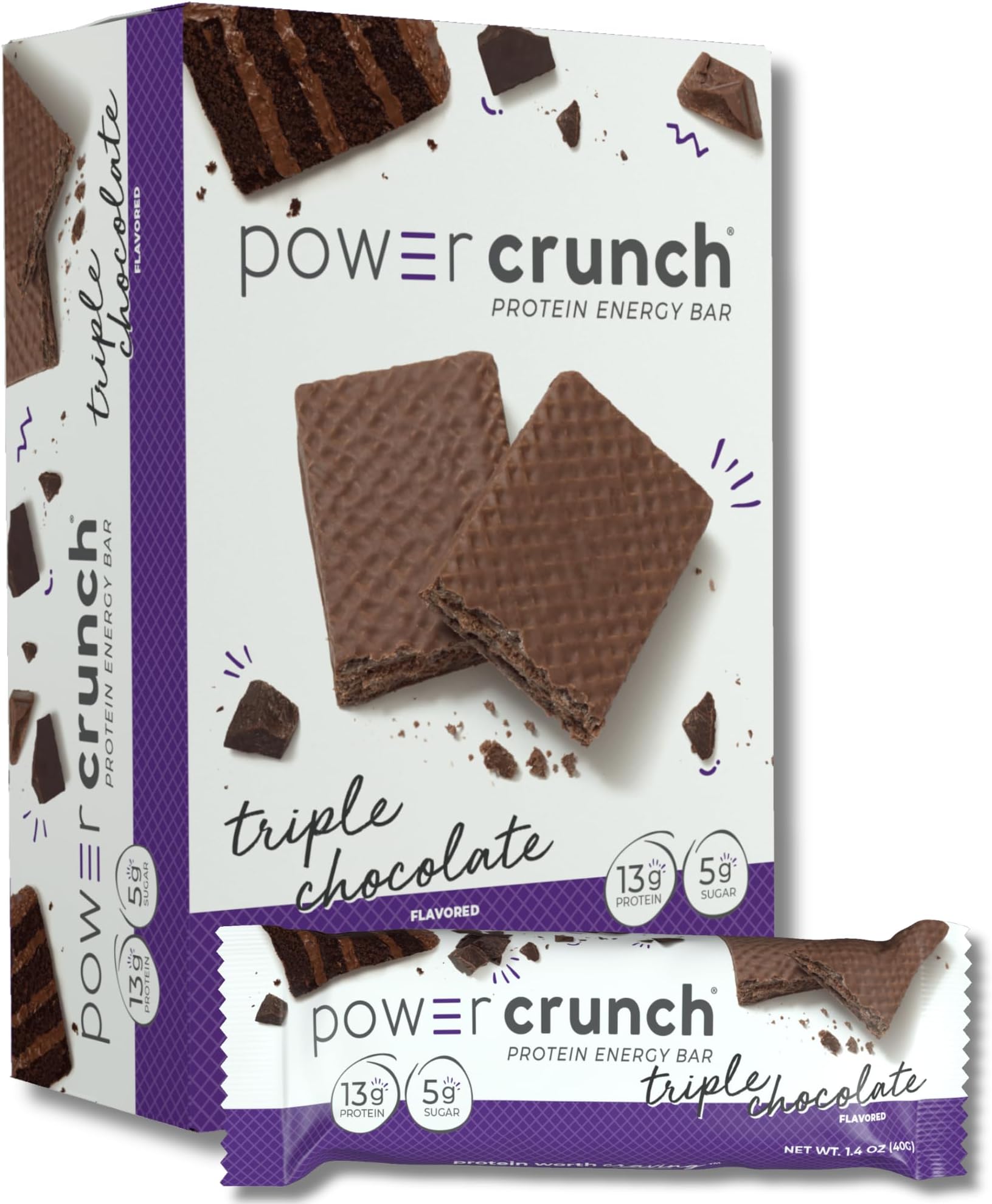 Protein Wafer Bars, High Protein Snacks with Delicious Taste, Triple Chocolate, 1.4 Ounce (5 Count)