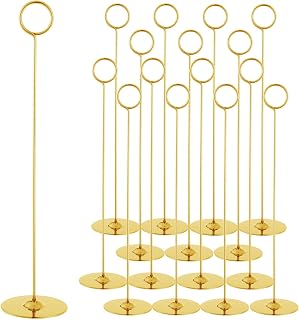 ERYTLLY 16PK Place Card Holders 12 Inch Table Number Holders Table Card Holders Steel Card Holders for Birthdays,Weddings,Photos, Food Signs, Memo Notes, Restaurants (Gold)