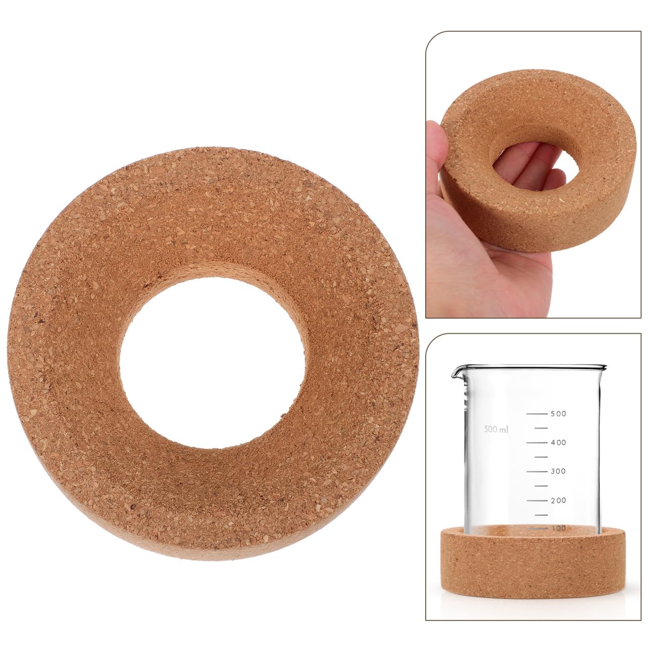 MAGICLULU Support En Liège Pour Flacon à Fond Rond 100 Mm Porte-bouchon De Flacon De Laboratoire 150-250 Ml Accessoire Résistant Haute Température Pour Usage En Laboratoire