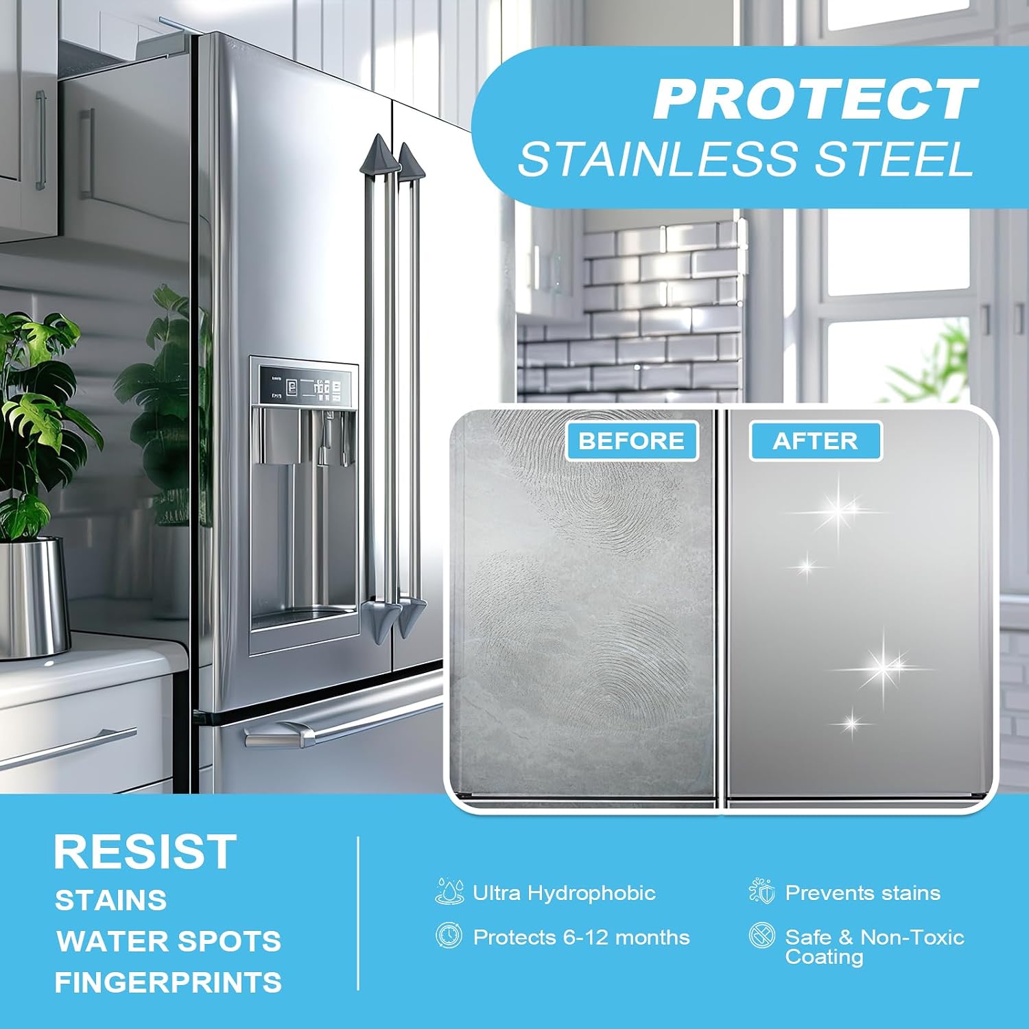 Ceramic Coating Spray – Shine, Seal & Protect Stainless Steel, Glass, Kitchen & Bath – Repels Fingerprints, Water Spots & Grime – Multi-Surface Sealant for Countertops, Sinks & More, 512ML