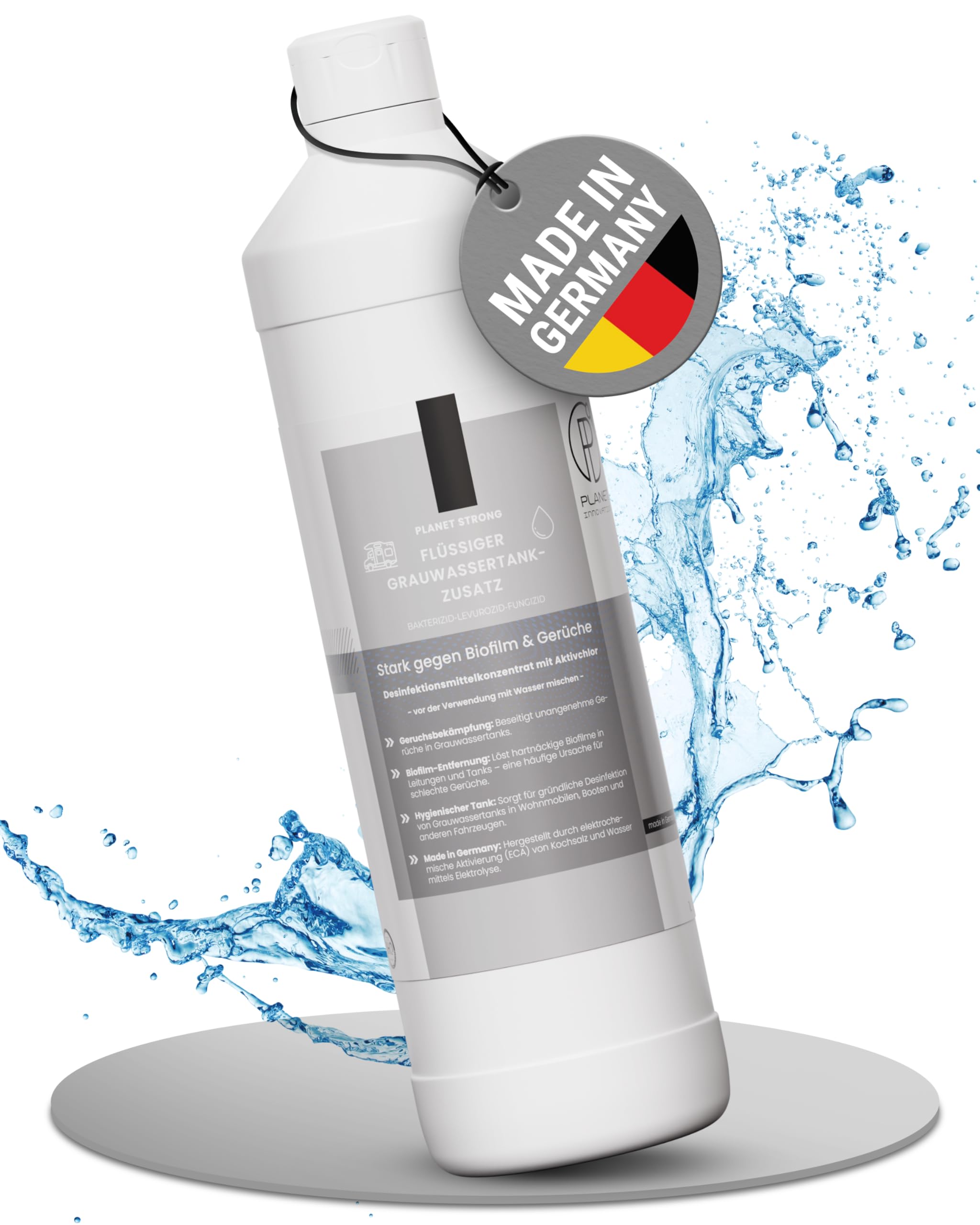 1l Grauwassertank Zusatz für Wohnmobile & Boote | Planet Strong® Geruchsbekämpfung und Desinfektion für deinen Grauwassertank | Made in Germany | Flasche