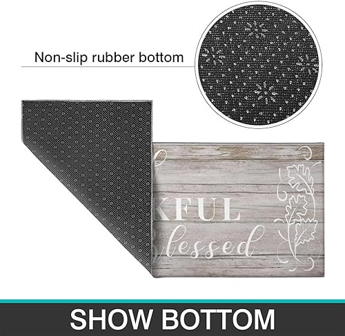 Miniatura 10 de Grateful Thankful Blessed - Juego de 2 alfombras de cocina, antideslizantes, color gris, acolchadas, cómodas, para cocina, suelo, decoración de